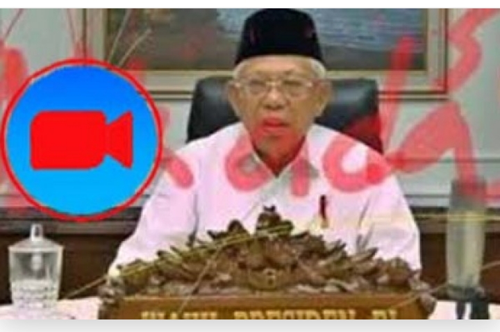 Corat-coret di gambar Wapres RI, Ma'ruf Amin saat acara Webinar via Zoom (Foto: istimewa)