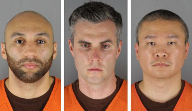 Tiga mantan polisi Minneapolis yang didakwa membantu dan bersekongkol atas pembunuhan George Floyd. Dari kiri ke kanan: J Alexander Kueng, Thomas Lane dan Tou Thao. (Foto: Hennepin County Sheriff's Office via AP)