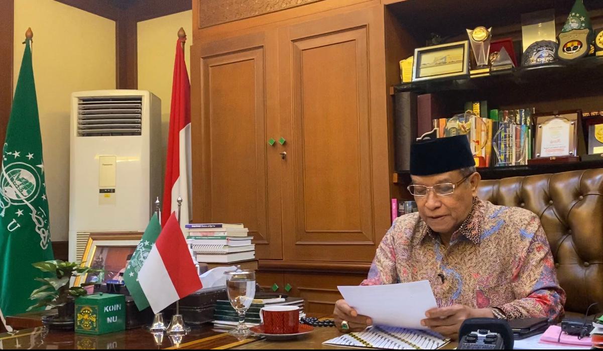 Ketua Umum PBNU Prof. Dr. KH. Said Aqil Siroj, MA saat memberi keterangan pers. (Foto: pbnu) 