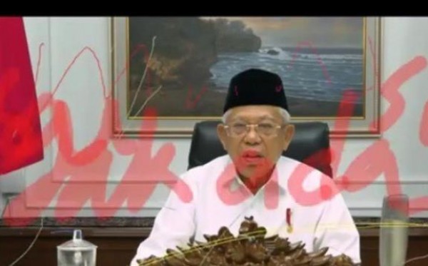 Webinar Wapres Ma'ruf Amin dicorat-coret. (Foto: Istimewa)