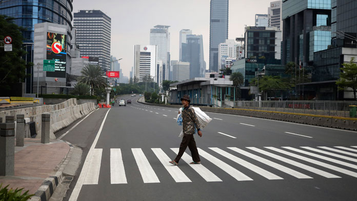 Suasana perkantor yang sepi selama pandemi Covid-19 dan pemberlakukan PSBB di DKI Jakarta. (Foto: Istimewa)