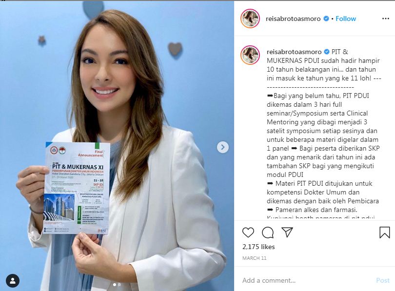 Reisa Broto Asmoro, forensik yang jadi jubir covid-19. (Instagram@reisabrotoasmoro) 