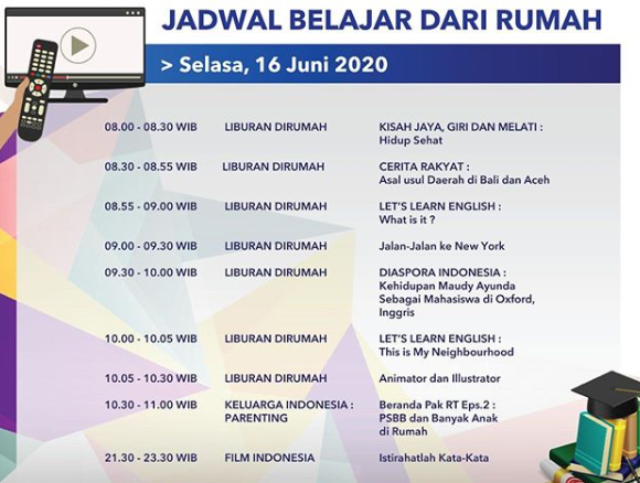 Program Belajar dari Rumah TVRI. (Foto: Dok. TVRI)