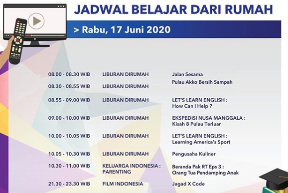 Program Belajar dari Rumah TVRI. (Foto: Dok. TVRI)