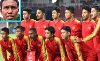 Timnas U-16 dan pelatihnya, Bima Sakti (inset). (Foto:Tribun)