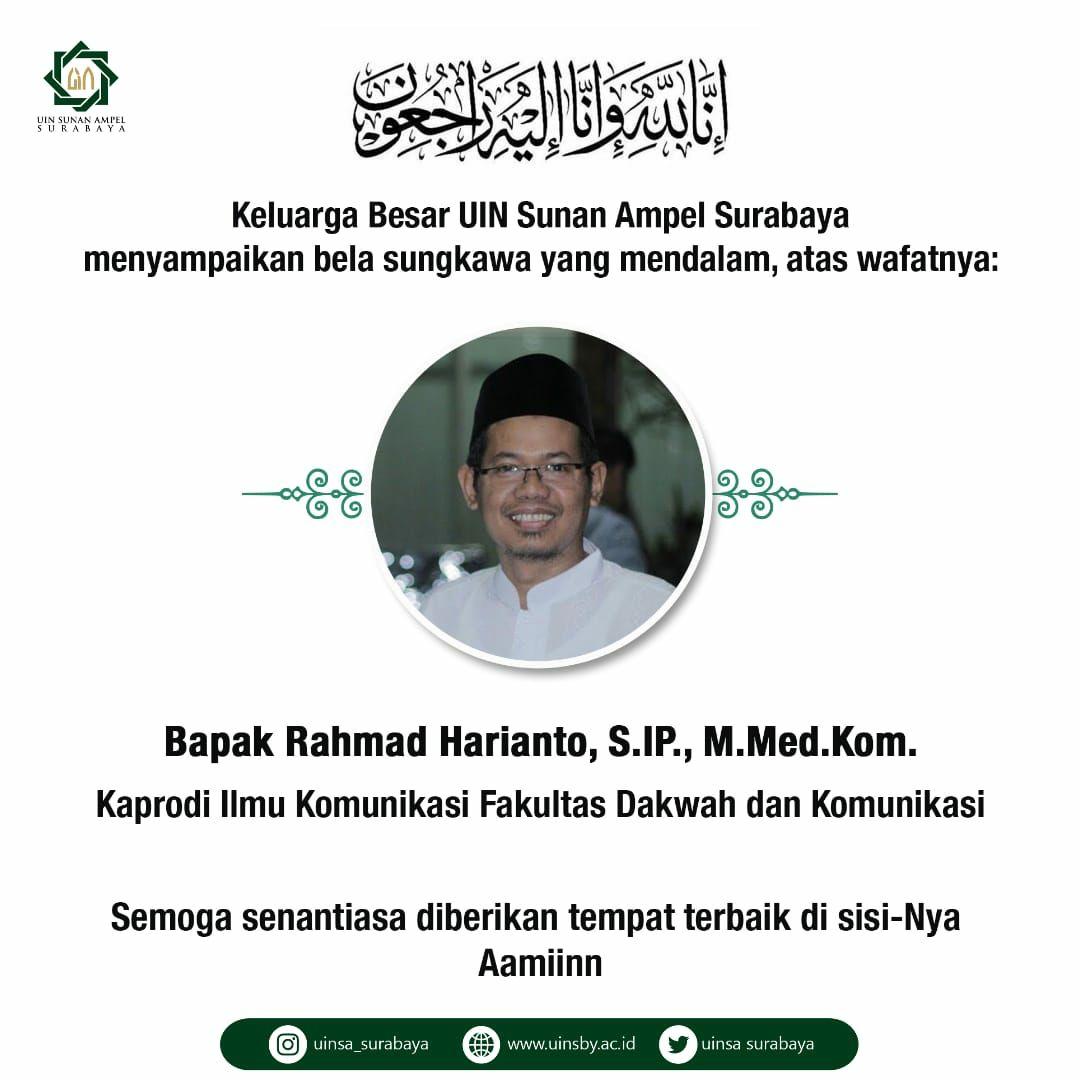 Kaprodi FDK UINSA Rahmad Harianto meninggal saat dirawat di RSI Wonokromo. (Foto:Istimewa)