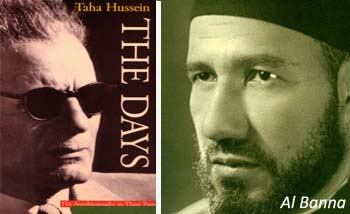 Thaha Hussein dan bukunya ''The Days' (kiri), dan Al Banna. (Foto:Istimewa)