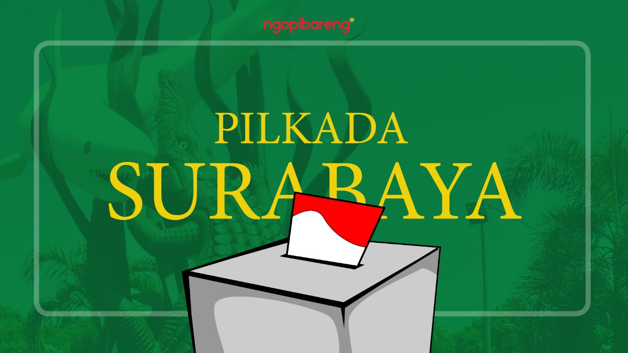 Ilustrasi Pilwali Surabaya. (Ilustrasi: Fa Vidhi/Ngopibaremg.id)