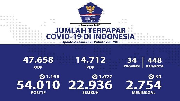 Data terbaru kasus pandemi corona atau Covid-19. (Grafis: BNPB)