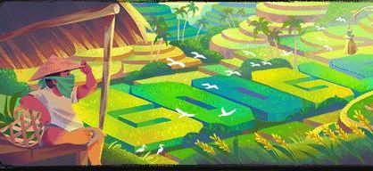 Subak Bali jadi Google Doodle hari ini. (Google)