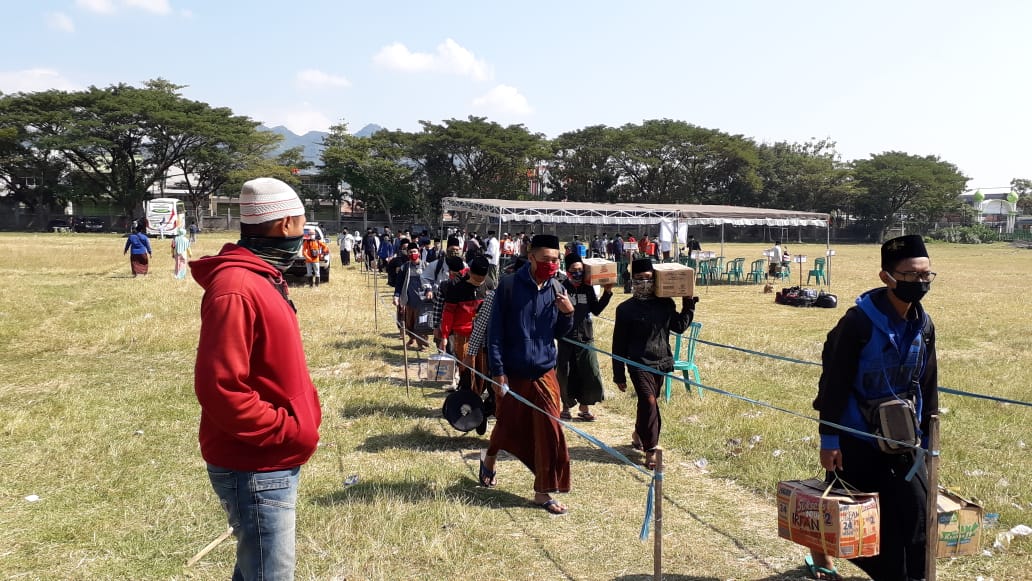 Kedatangan ribuan santri Pondok Pesantren (ponpes) Lirboyo, Kediri, Jawa Timur. (Foto: Istimewa)