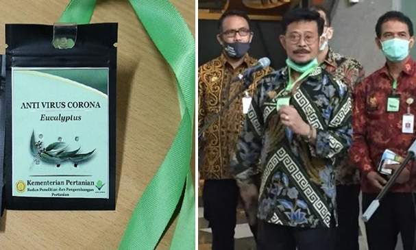 Menteri Pertanian (Mentan) Syahrul Yasin Limpo beserta jajarannya mengenakan kalung eucalyptus. (Foto: Dok. Kementan RI)
