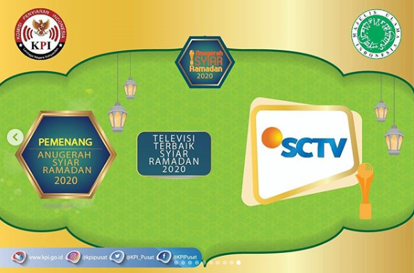 SCTV meraih pemenang untuk kategori Televisi terbaik Ramadan 2020. (Foto: Instagram KPI Pusat)