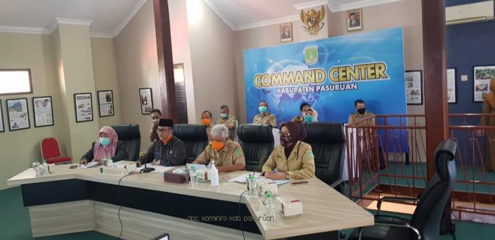 Rakor SAKIB Bupati Pasuruan bersama jajaran dilaksanakan secara online. (Foto: Dok Humas)