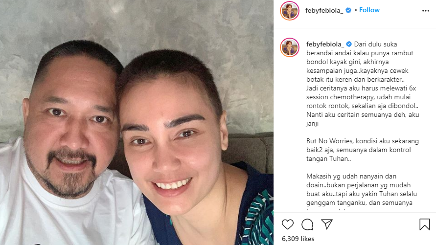 Feby Febiola Botak Usai Operasi Kista Ovarium dan Kemoterapi