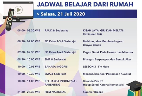 Program Belajar dari Rumah TVRI. (Foto: Dok. TVRI)