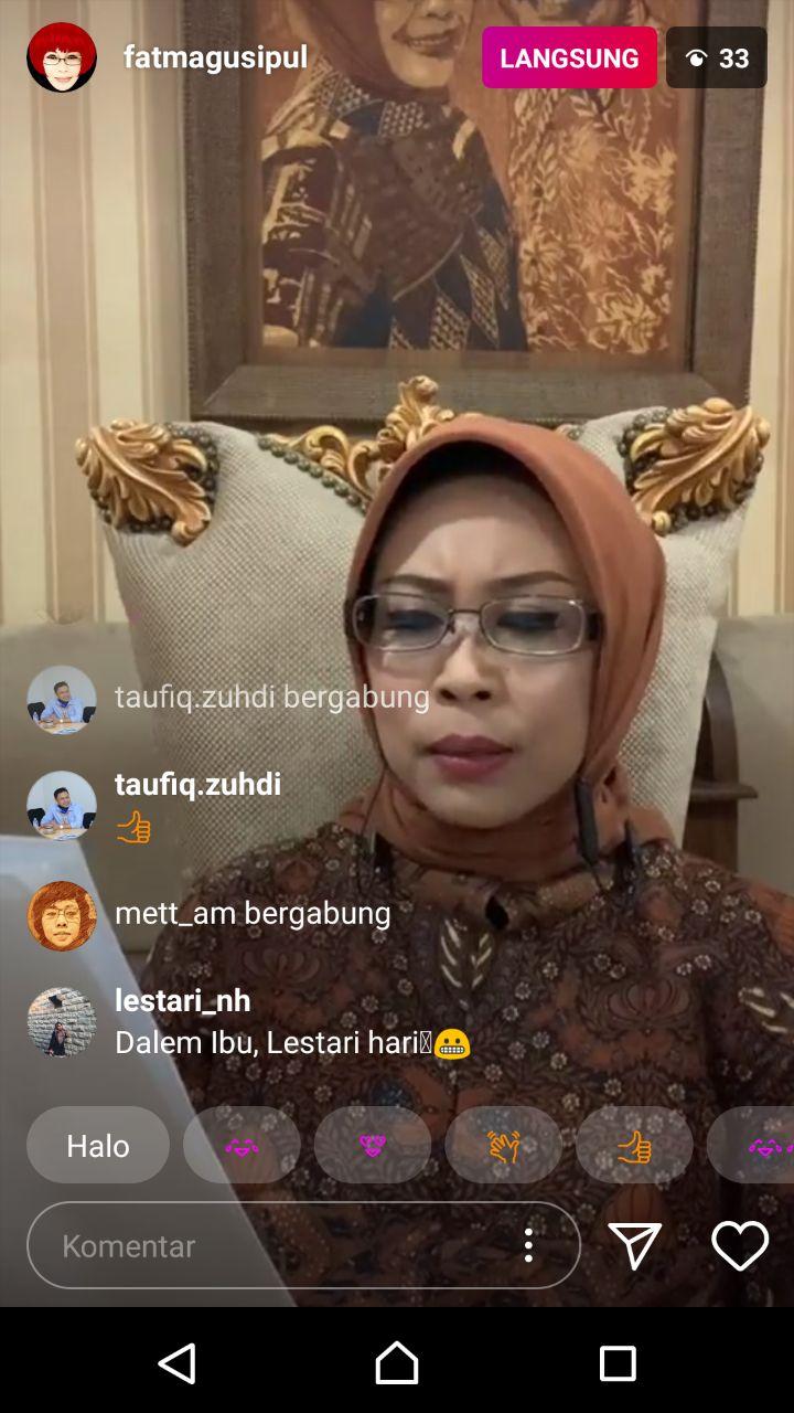 Fatma Saifullah Yusuf saat live di Instagramnya. (Tangkapan layar)