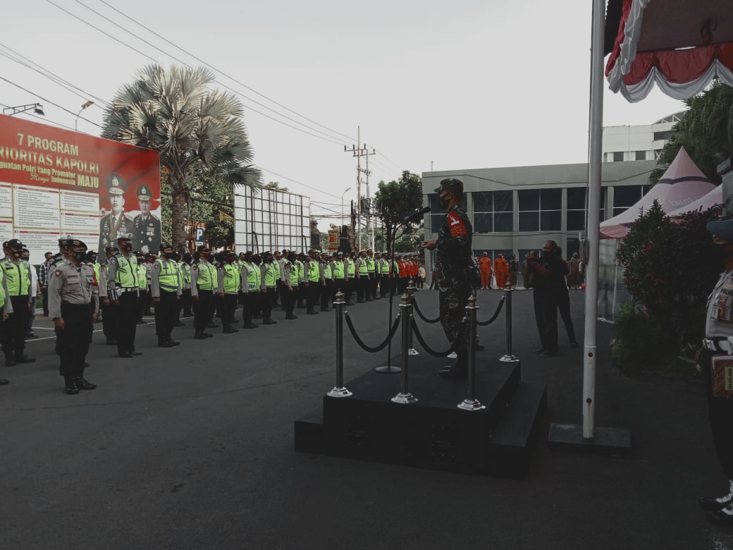 Apel gelar pasukan pengamanan malam takbiran Idul Adha 1441 Hijriyah di Mapolresta Malang Kota (Foto: istimewa)