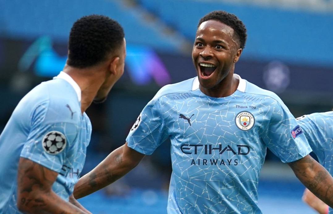 Raheem Sterling selebrasi setelah cetak gol ke gawang Real Madrid. (Foto: Twitter/@ManCity)