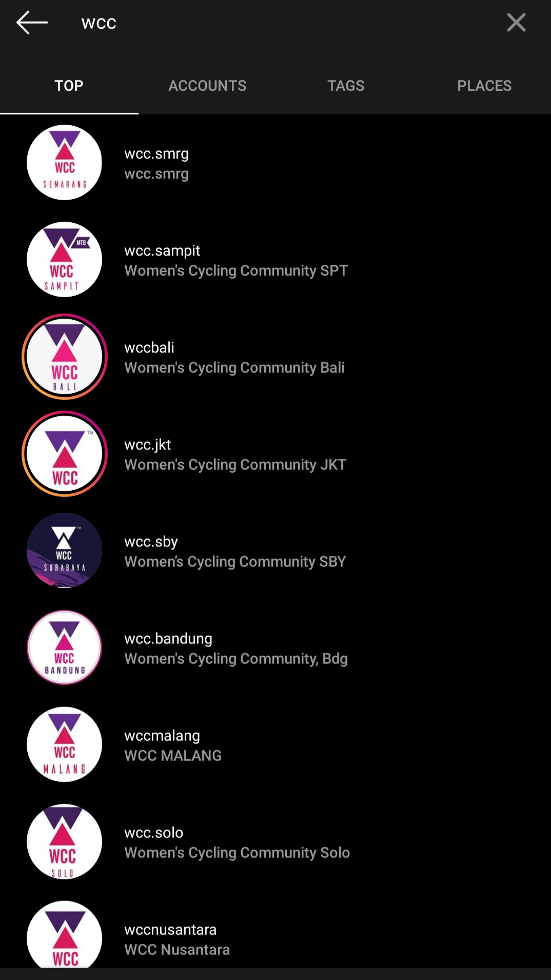 Instagram Women Cycling Community (WCC) Nusantara. (Foto: Instagram)