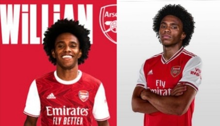 Willian Borges mengenakan seragam Arsenal usai berstatus bebas transfer dari Chelsea. (Foto: Instagram)