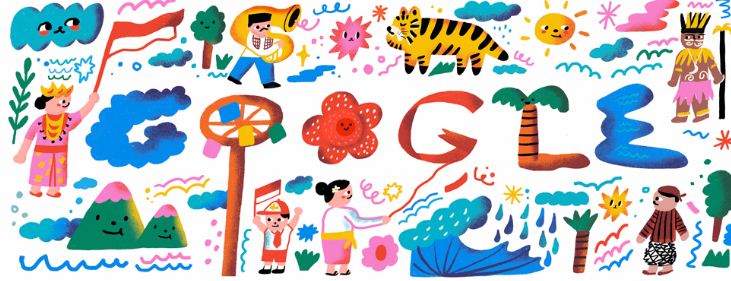 Google Doodle bertema HUT Ke-75 RI. (Tangkapan layar Google)