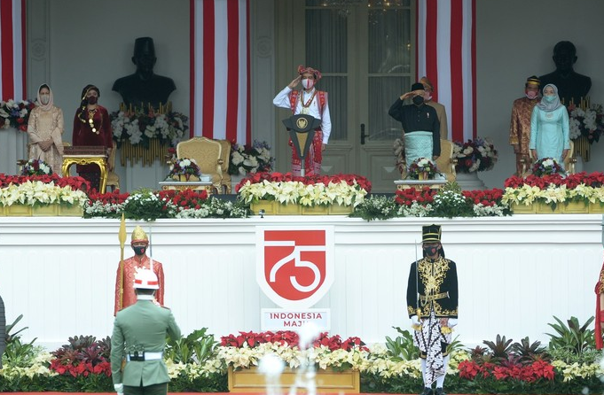 Upacara Peringatan Detik-detik Proklamasi di Istana Merdeka, Jakarta, Senin 17 Agustus 2020. (Foto: Setpres)