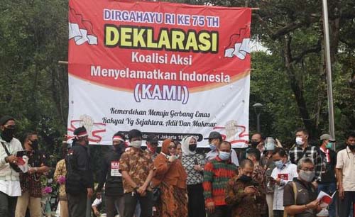 Deklarasi KAMI di Tugu Proklamasi, jakarta, 18 Agustus lalu. (Foto:Antara)