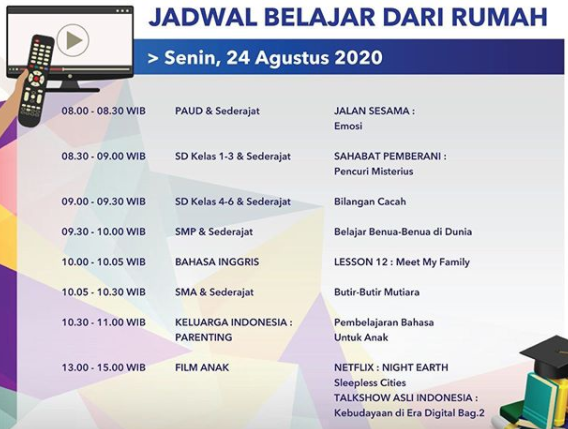 Program Belajar dari Rumah TVRI. (Foto: Dok. TVRI)