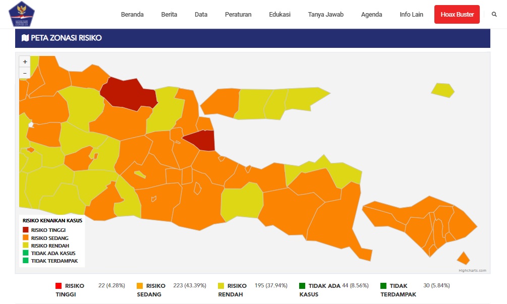 Peta risiko Covid-19. (Foto: Tangkapan Layar)