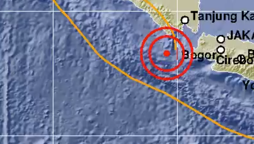 Pusat gempa di Banten pada Rabu, 26 Agustus 2020. (Foto: BMKG)