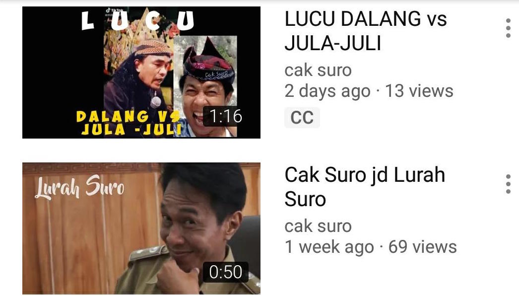 Kontan Cak Suro di akun Youtubenya (Foto: Youtube)