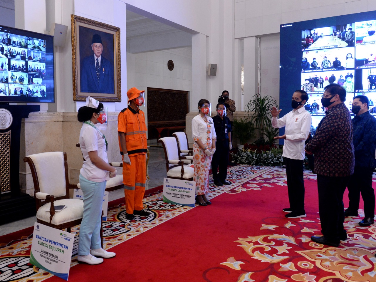 Presiden Joko Widodo (Jokowi) saat peluncuran program subsidi upah atau BLT BPJS Ketenagakerjaan di Istana Negara, Jakarta, Kamis 27 Agustus 2020. (Foto: Setpres)