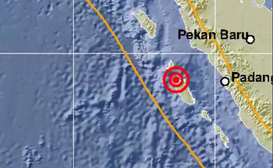 Pusat gempa di Kepulauan Mentawai, Sumatera Barat. (Foto: BMKG)