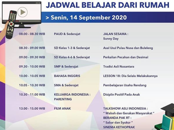 Program Belajar dari Rumah TVRI. (Foto: Dok. TVRI)