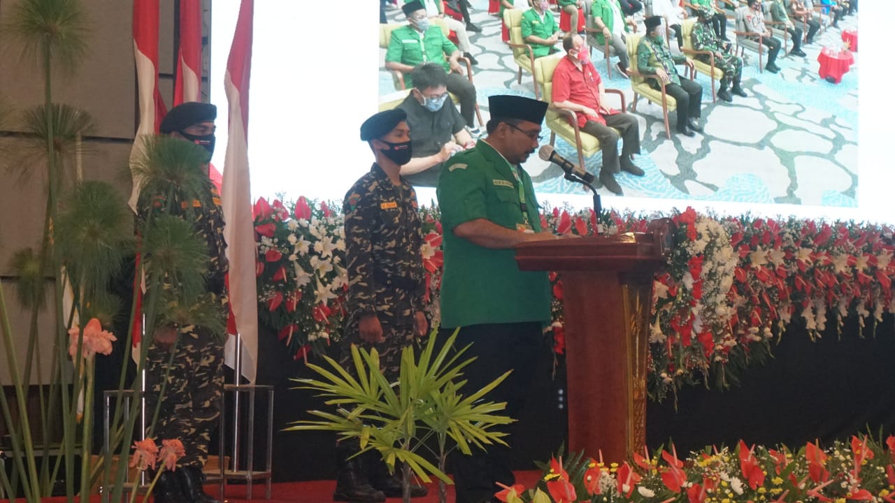 Ketua Umum Gerakan Pemuda (GP) Ansor, Yaqut Cholil Choumas saat sambutan Konbes GP Ansor di Minahasa. (Foto: GP-Ansor)