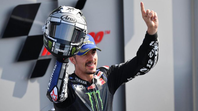 Pembalap Monster Energy Yamaha, Maverick Vinales meraih pole position dan juara pertama, MotoGP Emilia Romagna di Sirkuit Misano World Circuit Marco Simoncelli, Minggu 20 September 2020 malam WIB. (Foto: Twitter @motoGP)