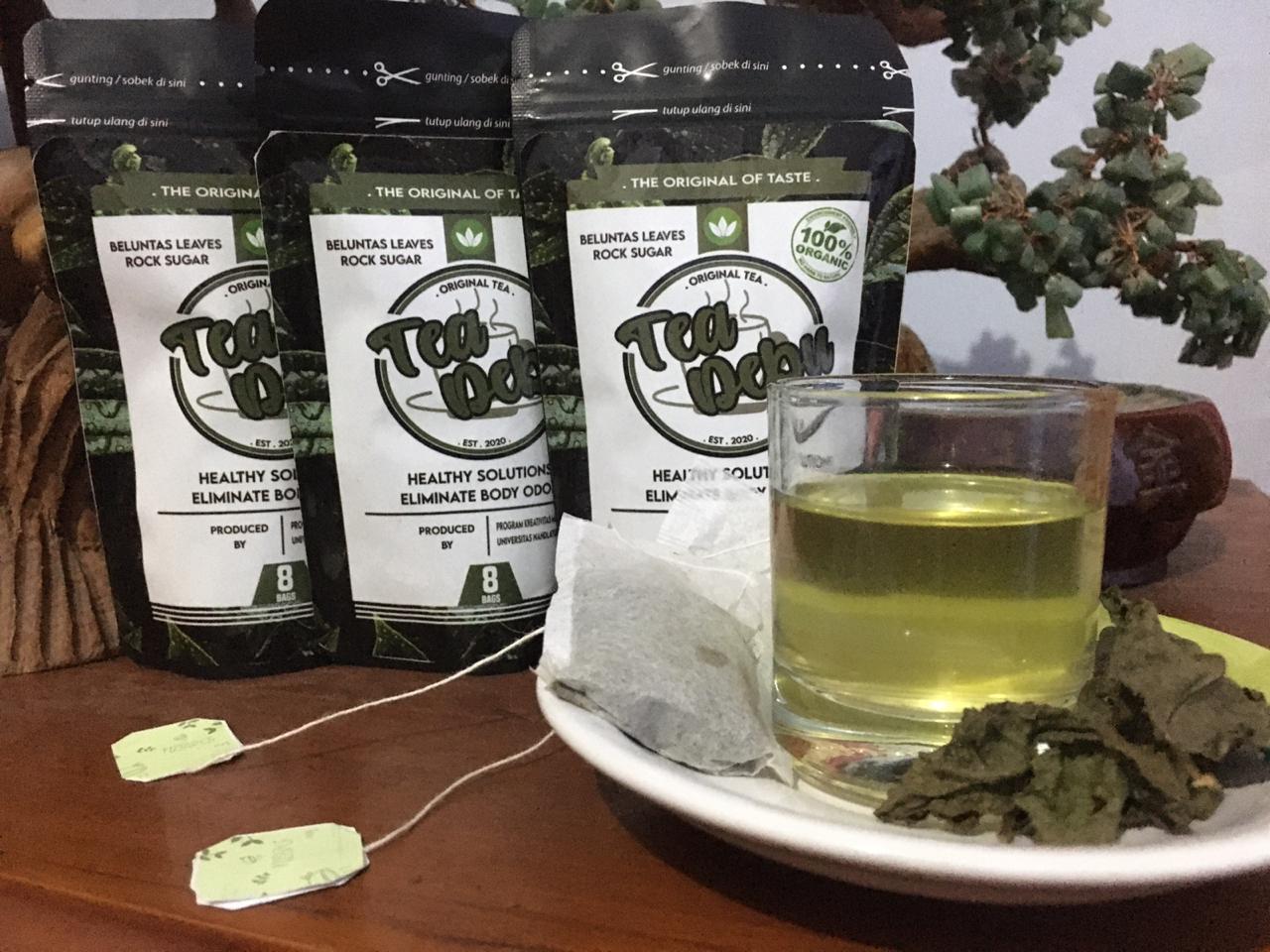 Penampakan Teh Debu. Minuman hasil inovasi empat mahasiswa Universitas Nahdlatul Ulama (Unusa) Surabaya dengan bahan dasar daun beluntas. (Foto: Istimewa)