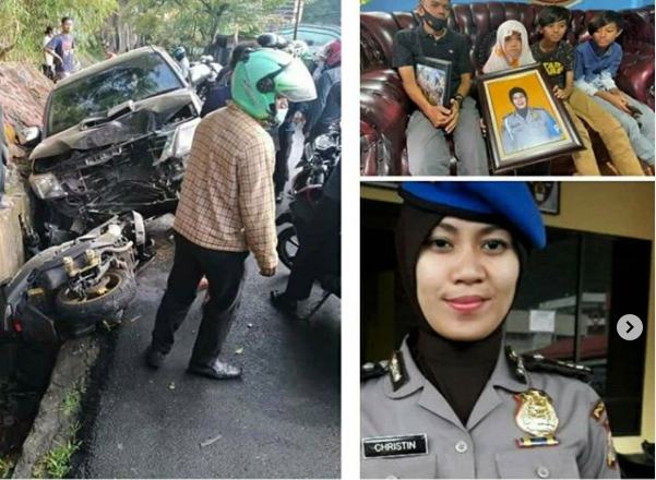 Bripka Christin Meisye Batfeny semasa hidupnya dan keluarga yang ditinggalkannya. (Foto: istimewa)