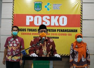 Juru Bicara Gugus Tugas Percepatan Penanganan Covid-19 Kabupaten Pasuruan, Syaifudin Ahmad saat menggelar konferensi pers, Selasa, 22 September 2020. (Foto: Dok Humas)