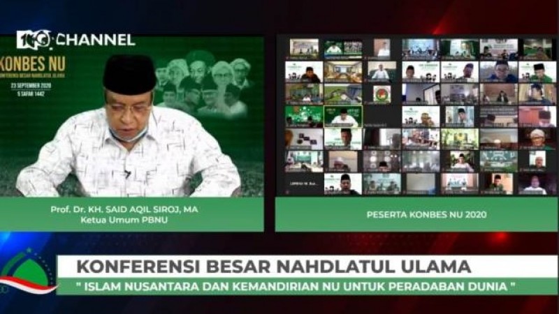 KH Said Aqil Siroj, Ketua Umum PBNU, saat Konbes NU melalui daring, Rabu 23 September 2020. (Foto: istimewa)