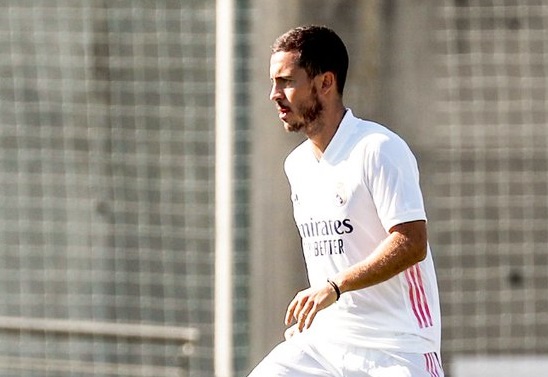 Eden Hazard kembali dihantam cedera. (Foto: Twitter/@realmadrid)