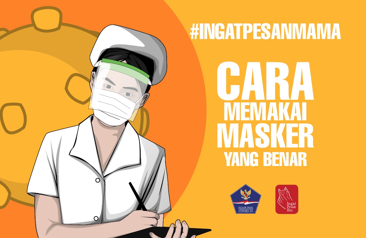 Ilustrasi cara memakai masker yang benar. (Grafis: Fa Vidhi/Ngopibareng.id)