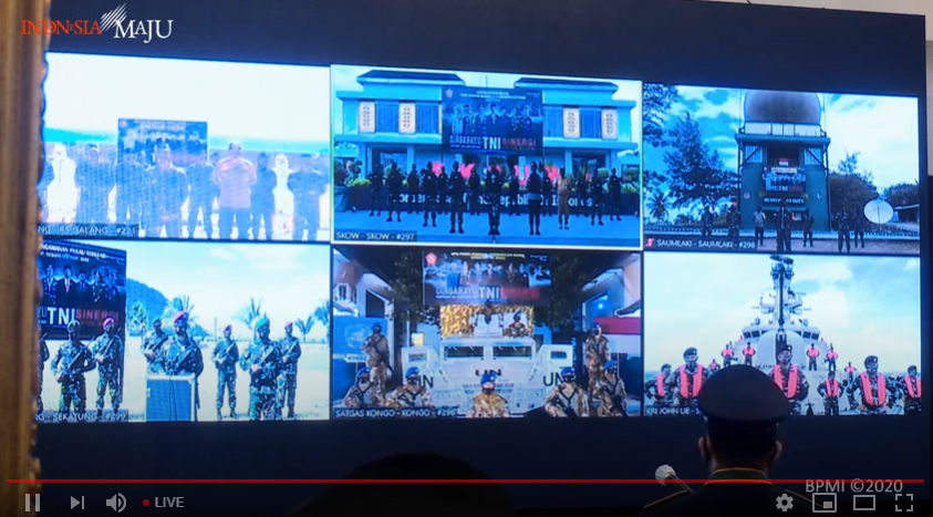 Upacara HUT ke-75 TNI secara virtual di Istana Negara Merdeka, Jakarta. (Foto: YouTube Setpres)