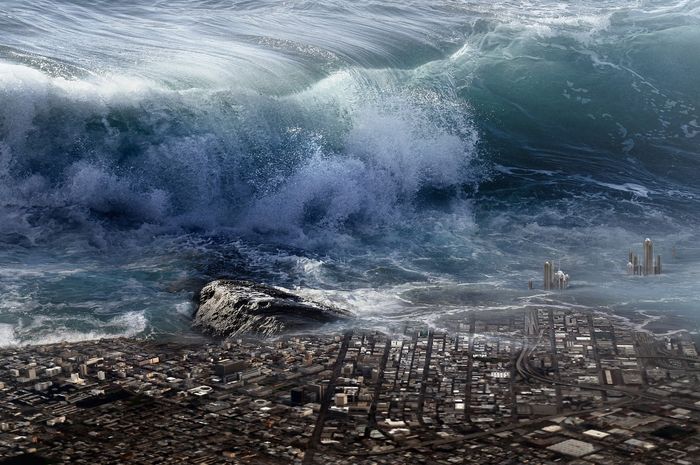  Ilustrasi tsunami, belum lama ini viral potensi gempa 8,8 SR dan tsunami 20 meter di Pantai Selatan Jawa. Untuk antisipasi, BNPB mengimbau penerapan rumus 20-20-20. (Foto: Pixabay)