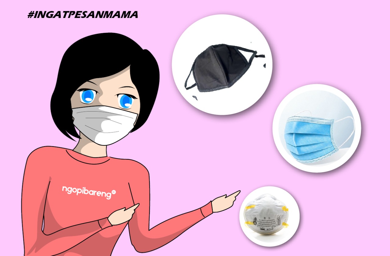 Ilustrasi pemilihan masker yang baik untuk dipakai selama pandemi Covid-19. (Grafis: Fa Vidhi/Ngopibareng.id)