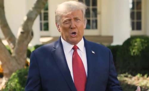 Presiden AS Donald Trump dinyatakan sembuh dan kembali ngantor di Gedung Putih. Trump memberi keterangan kepada wartawan, kemarin. (Foto:AlJazeera)