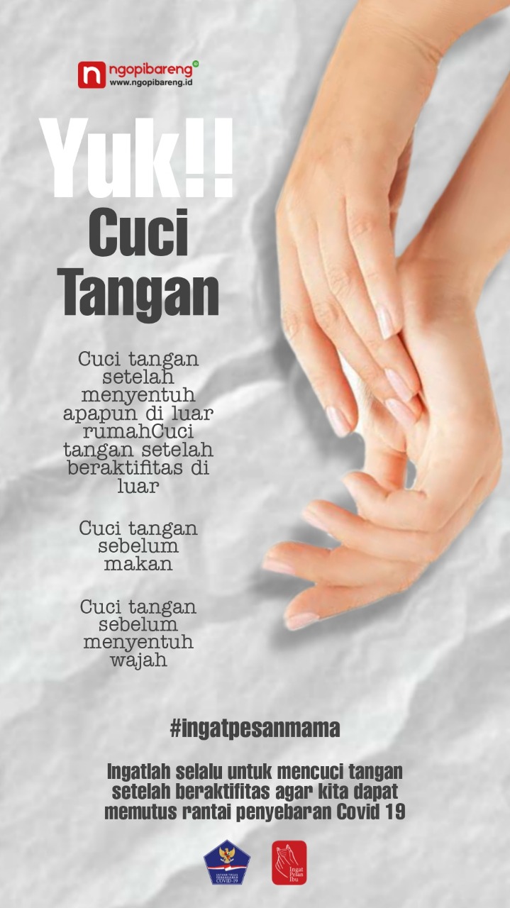 Ilustrasi protokol kesehatan pandemi Covid-19, salah satunya ialah wajib mencuci tangan dengan sabun dan air bersih. (Grafis: Fa Vidhi/Ngopibareng.id)