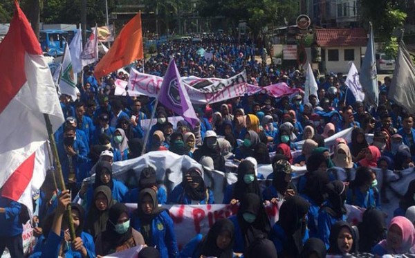 Ilustrasi demonstrasi UU Cipta Lapangan Kerja. (Foto: Istimewa) 