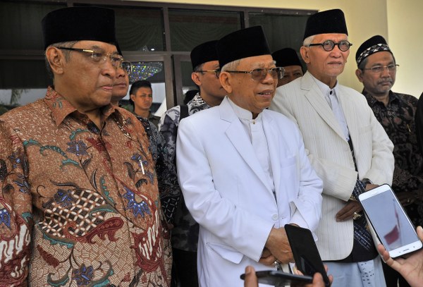 Rais Aam PBNU KH Miftachul Akhyar dan Ketua Umum Pengurus Besar Nahdlatul Ulama (PBNU) KH. Said Aqil Siroj menemui Wapres KH Ma'ruf Amin. (Foto: Istimewa)